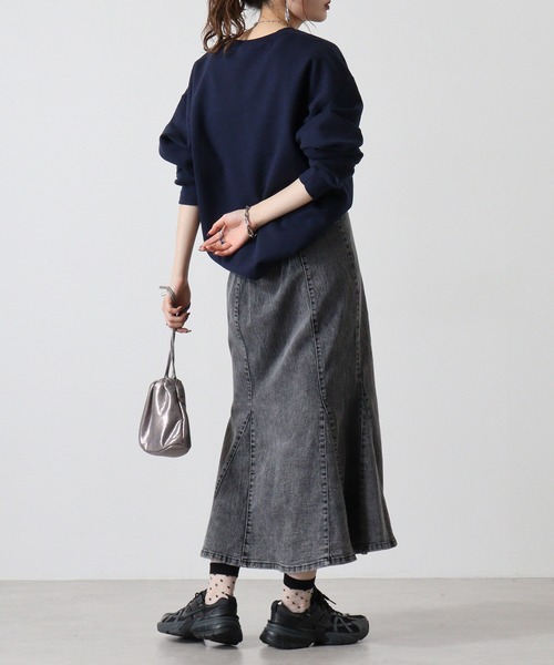 JaneMarple スカート グレー デニム FUNALIVE デニムスカート .works スーパーストレッチデニム ZIP