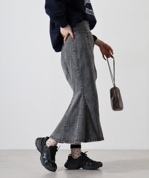 FUNALIVE デニムスカート .works スーパーストレッチデニム ZIP
