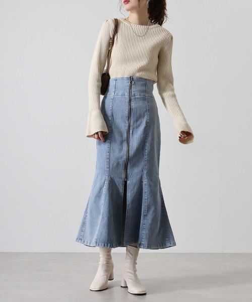 【OURDAYZ】マルチウェイウォッシングデニムスカート FUNALIVE デニムスカート .works スーパーストレッチデニム ZIP