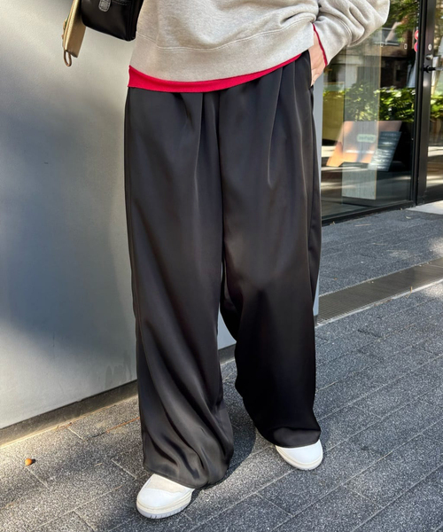FRAMeWORK パンツ サテンストレッチイージーパンツ レディース