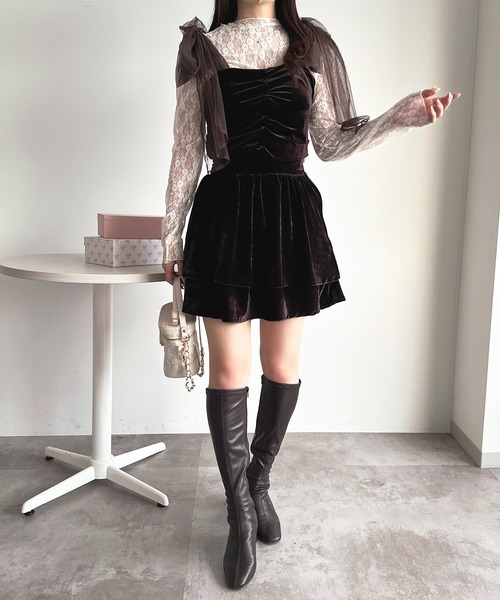 apres jour（アプレジュール） スカート 「SETUP可能」ベロア2段