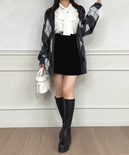 フィラ シャツ、ベロアスカート　２点セット apres jour（アプレジュール） スカート 「SETUP可能」ベロア2段