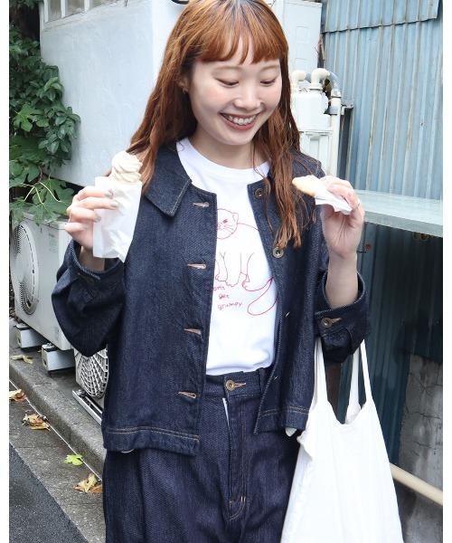 D221847 bulle de savon ノーカラーデニムジャケット ノーカラーデニム 