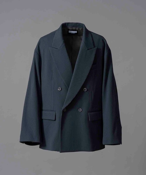 美品✨XL〜L相当 メゾンスペシャル オメガリブダブルテーラードジャケット 青系 MAISON SPECIAL ジャケット テーラードジャケット 「UNISEX