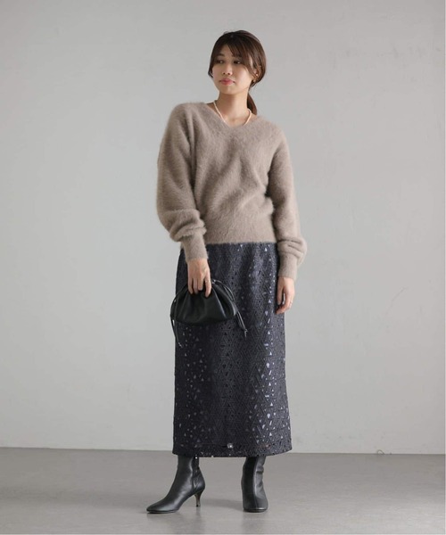 LaTotalite レースタイトスカート ネイビー 36 La TOTALITE スカート 「追加2」「洗える」レースタイトスカート