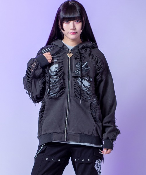 BACKSTAGE PASS パーカー DESTROY HOODIE-VEIN(デストロイ