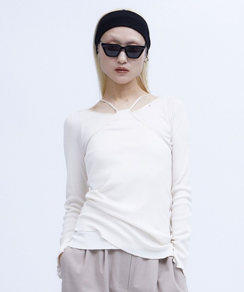 LAYERED BRIGHT PLATING RIB TOPS / レイヤードブライトプレーティングリブトップス レディース THINGS THAT MATTER LAYERED BRIGHT PLATING RIB TOPS