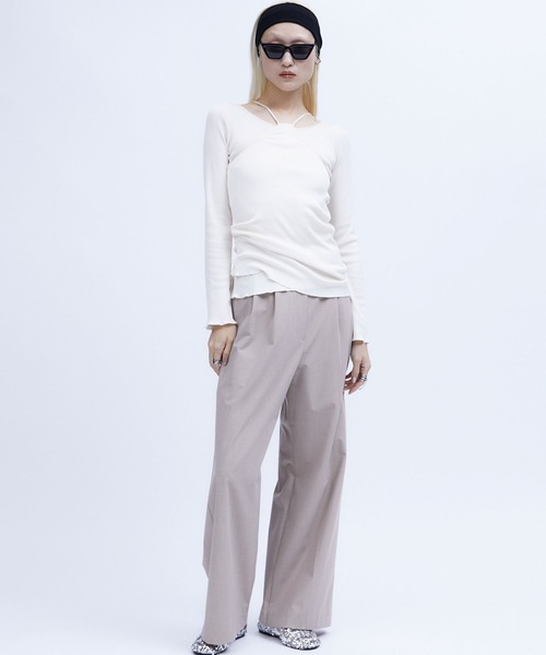 LAYERED BRIGHT PLATING RIB TOPS / レイヤードブライトプレーティングリブトップス レディース THINGS THAT MATTER LAYERED BRIGHT PLATING RIB TOPS