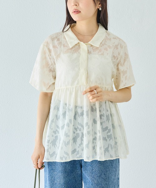 LAVEANGE（ラビアンジェ） ブラウス シャツ 夏 半袖 「洗える