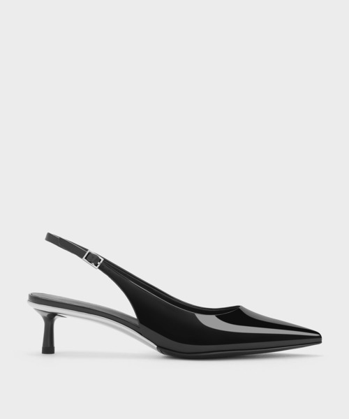 LANVIN ポインテッドトゥスリングバックフラット メタリックアクセント ポインデッドトゥスリングバックフラット