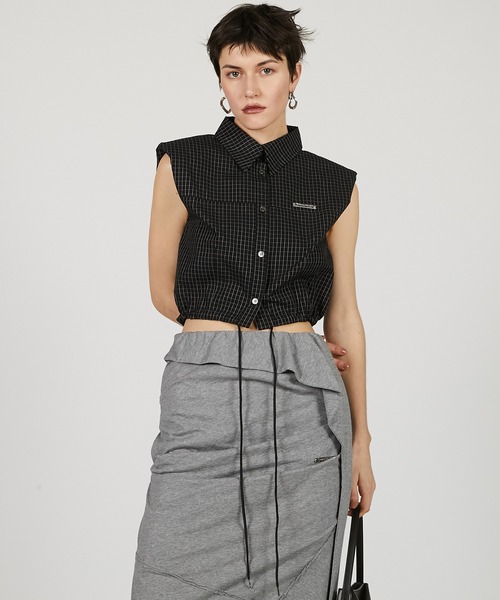 ブラウス シャツ ノースリチェックショートシャツ / Sleeveless Check Short Shirt レディース