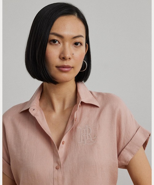 (取寄) ローレン ラルフローレン レディース ピティート リラックスド-フィット フィット リネン ショートスリーブ シャツ Lauren Ralph Lauren women Petite リラックスド フィット リネンシャツ | POLO RALPH LAUREN