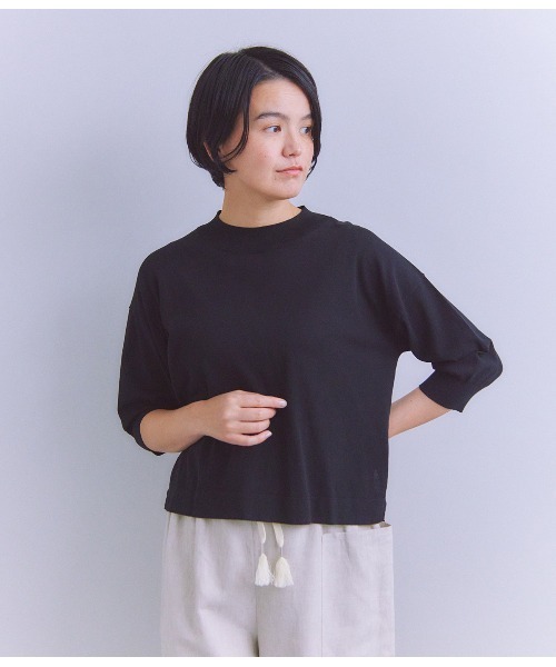 ニット セーター 「 FLAKE COTTON」 モックネックニット レディース