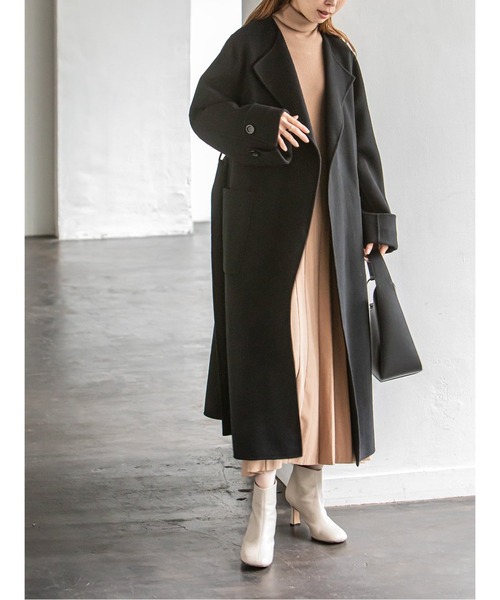 「NOBLE」 ノーカラーコート 38 ベージュ レディース_画像2