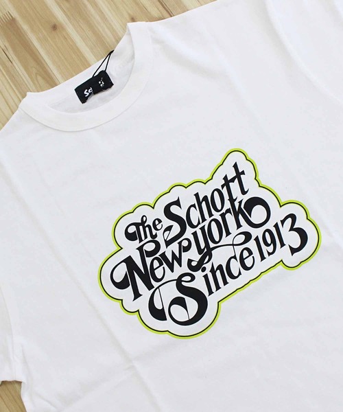 Schott N.Y.C tシャツ T-SHIRT CURSIVE SCRIPT メンズ