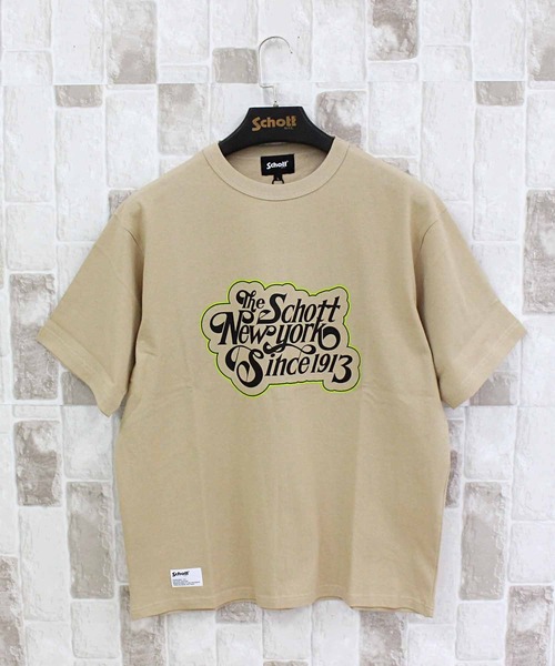 Schott N.Y.C tシャツ T-SHIRT CURSIVE SCRIPT メンズ