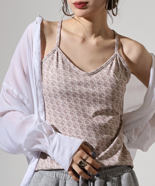 タンクトップ ノースリーブ GUESS GJ LOGOMANIA ACTIVE TOP タンクトップ レディース