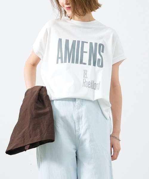 ロゴ（AMIENS）ワイドTシャツ（マイカ＆ディール） MICA&DEAL tシャツ 「La Hutte×MICA＆DEAL」”AMIENS”ロゴ