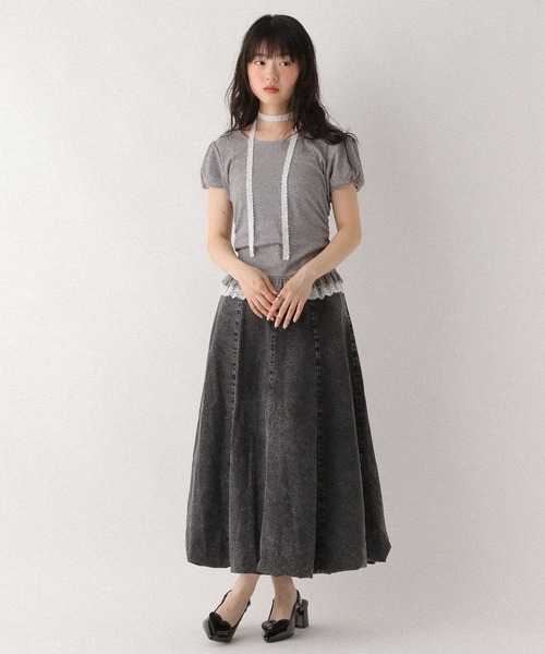 Heather（ヘザー） tシャツ タイ付きレースカットTEE 578283 