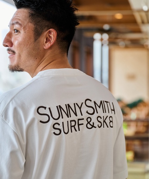 Sunny Smith tシャツ ヤシの木イラストロゴ両面刺繍Tシャツ メンズ