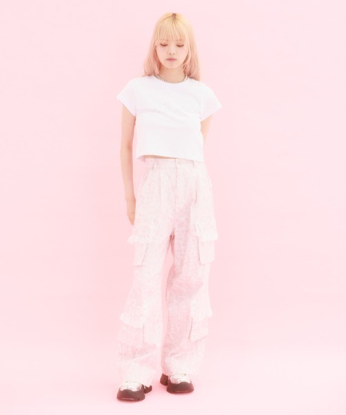 Fickle Bebe（フィクルベベ） パンツ レースフリルカーゴデニム