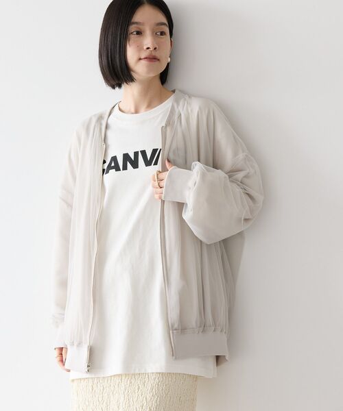 「AMERICAN HOLIC」 ジップアップブルゾン M ライトグレー レディース_画像2
