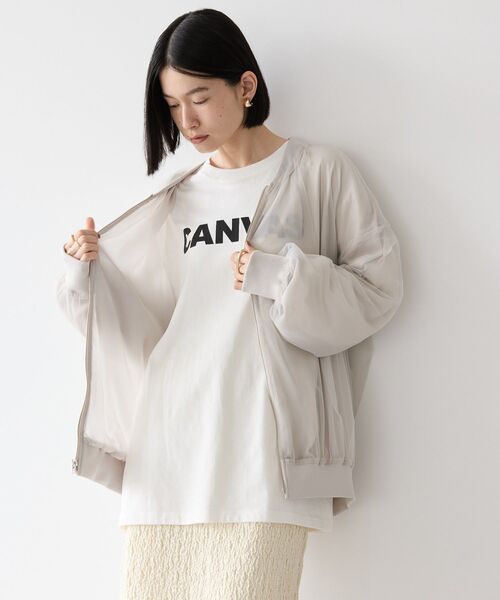 「AMERICAN HOLIC」 ジップアップブルゾン M ライトグレー レディース_画像3