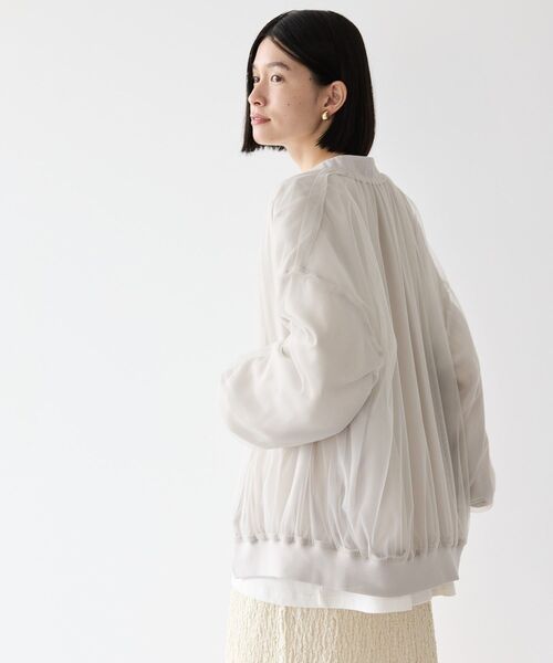 「AMERICAN HOLIC」 ジップアップブルゾン M ライトグレー レディース_画像4