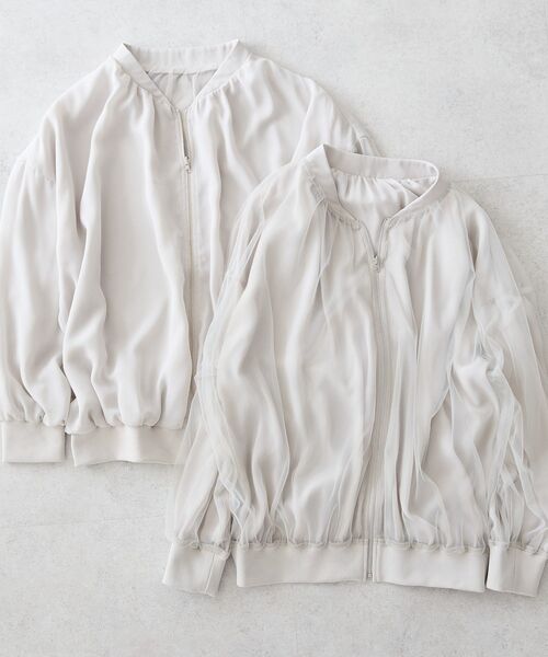 「AMERICAN HOLIC」 ジップアップブルゾン M ライトグレー レディース_画像7