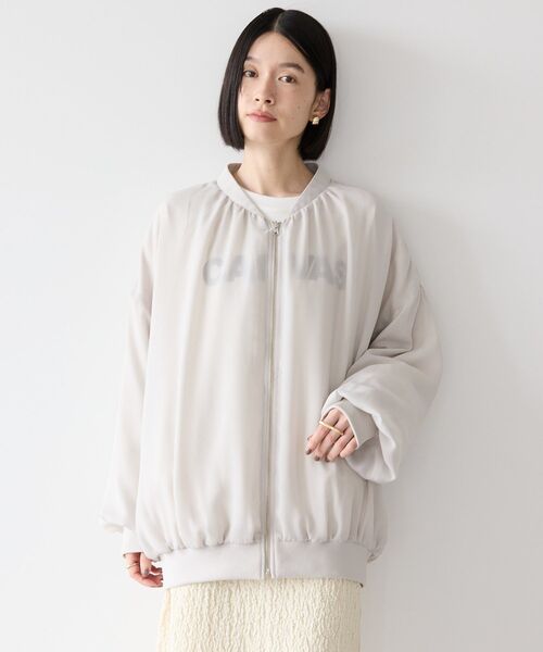 「AMERICAN HOLIC」 ジップアップブルゾン M ライトグレー レディース_画像9