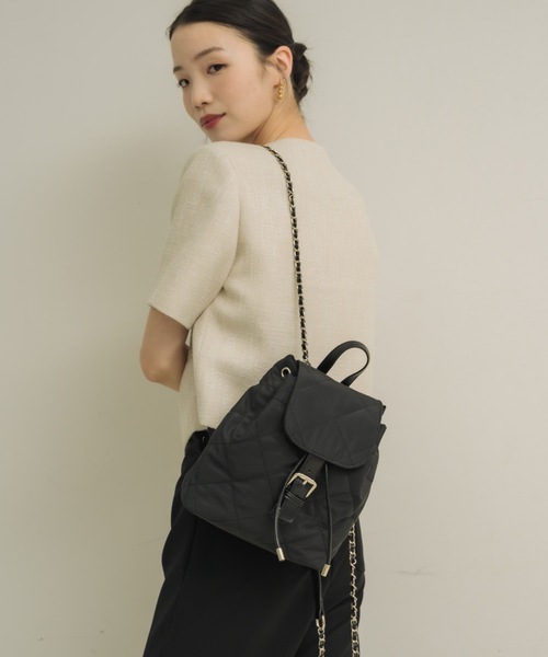 美品】nouerヌエールヤマダヤキルティングリュックバックパック黒 