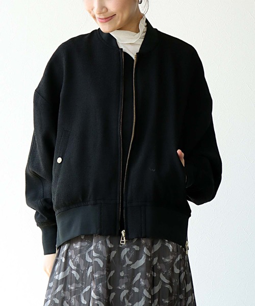 ブルゾンレディース Jines（ジネス） ブルゾン アウター スラブツィードブルゾン
