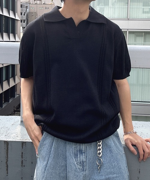 「CREARE -LINO-」 半袖ポロシャツ L ブラック メンズ_画像8