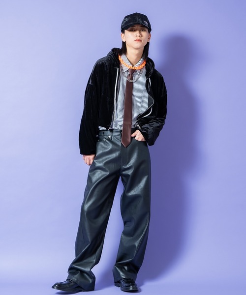 パーカー a.p.o.v. クラッシュソフトベロアオーバーサイズクロップド