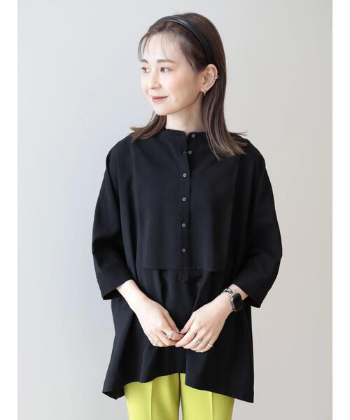 「AMERICAN HOLIC」 7分袖チュニック L ブラック レディース_画像3
