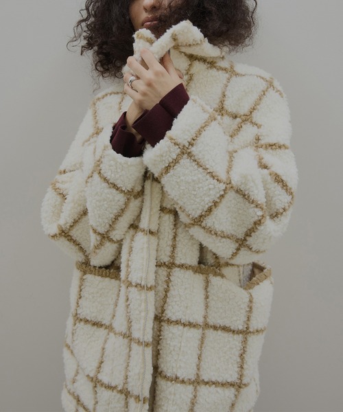 Ameri（アメリ） ブルゾン アウター UND WINDOWPANE ZIPUP MIDI COAT 
