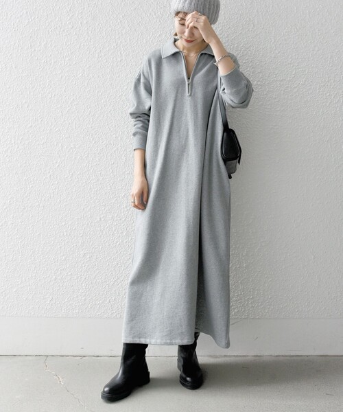 SHIPS any 「SHIPS any」 長袖ワンピース ONE SIZE ライトグレー