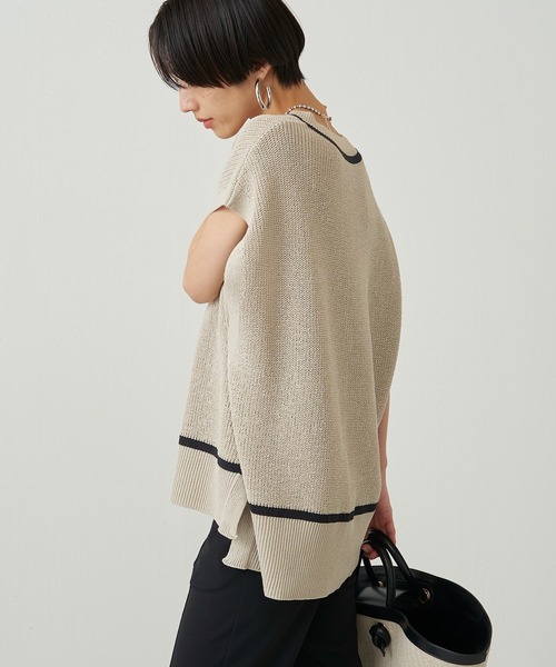 「LOUNGEDRESS」 半袖ニット FREE ベージュ レディース_画像3