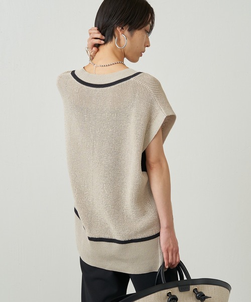 「LOUNGEDRESS」 半袖ニット FREE ベージュ レディース_画像4