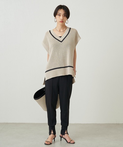 「LOUNGEDRESS」 半袖ニット FREE ベージュ レディース_画像5