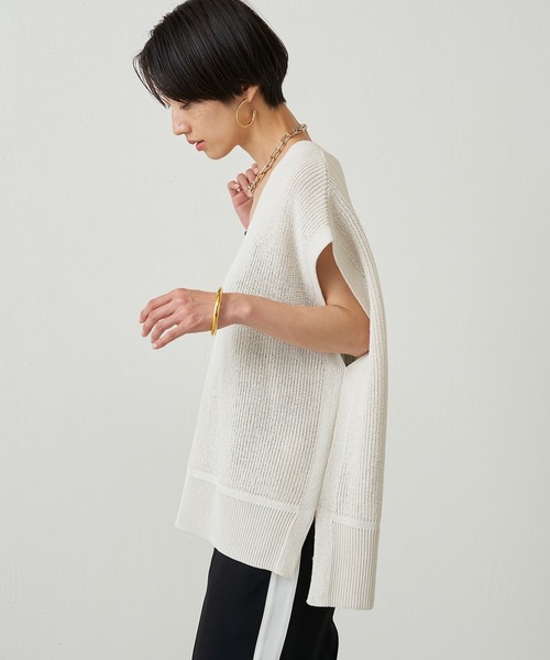 「LOUNGEDRESS」 半袖ニット FREE ベージュ レディース_画像9