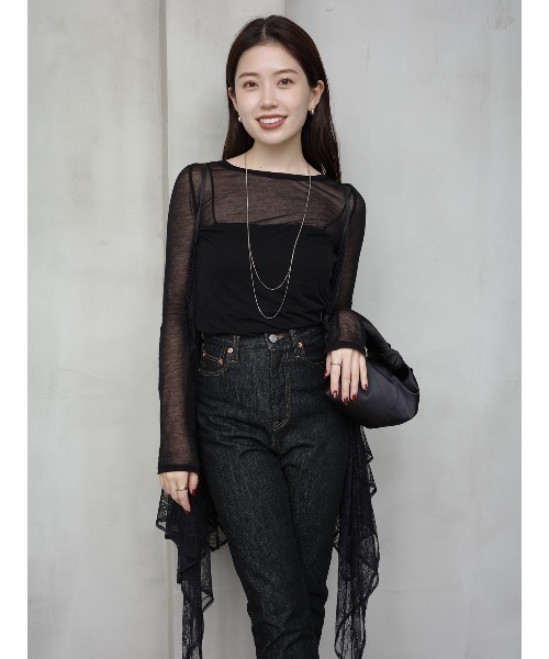 anuans（アニュアンス） コート アウター チュールレースジレ