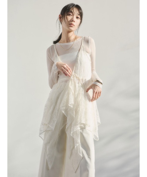 anuans（アニュアンス） コート アウター チュールレースジレ