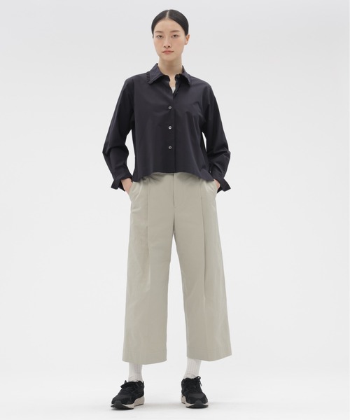マーガレットハウエル コットン シャツ ブラック ベーシック　ブラウス COTTON VOILE SHIRT | MARGARET HOWELL（マーガレット・ハウエル