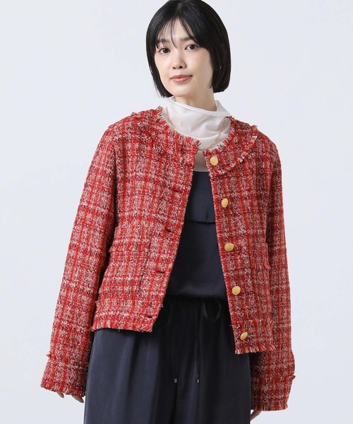 【グレディブリリアン】完売品☆ツイードMA-1ブルゾン　異素材（新品タグ付き） Gready Brilliant（グレディブリリアン）の「ツィードMA－1スリーブ