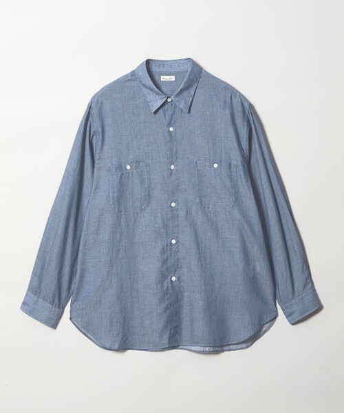 スティーブンアラン 日本製コットン シルク リネン スモック ラップ 長袖シャツ STEVEN ALAN（スティーブンアラン） シャツ シアーデニム レギュラー
