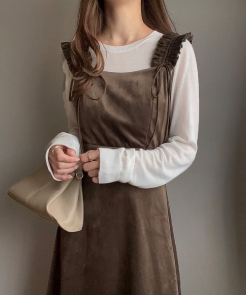 「FILLOU」 ノースリーブワンピース LARGE カーキブラウン レディース_画像9