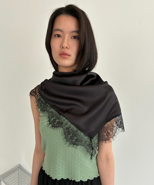 FUULLY STUDIO スカーフ バンダナ サテンレーススカーフ レディース