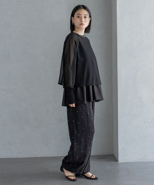 パンツ ドットシシュウストレートパンツ レディースの画像