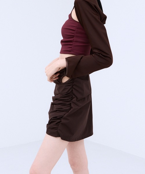uvカット 水着 GATHERED TAFFETA SWIM BOTTOM / ギャザード タフタ スイム ボトム レディースの画像